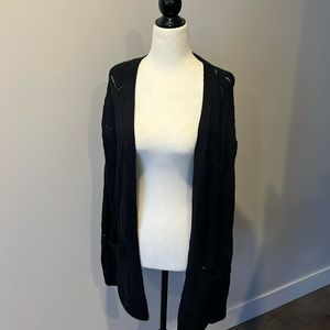 Black Knit Cardigan With Pockets